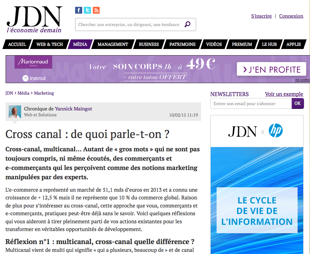 jdn tribune d'experts Web et Solutions cross canal