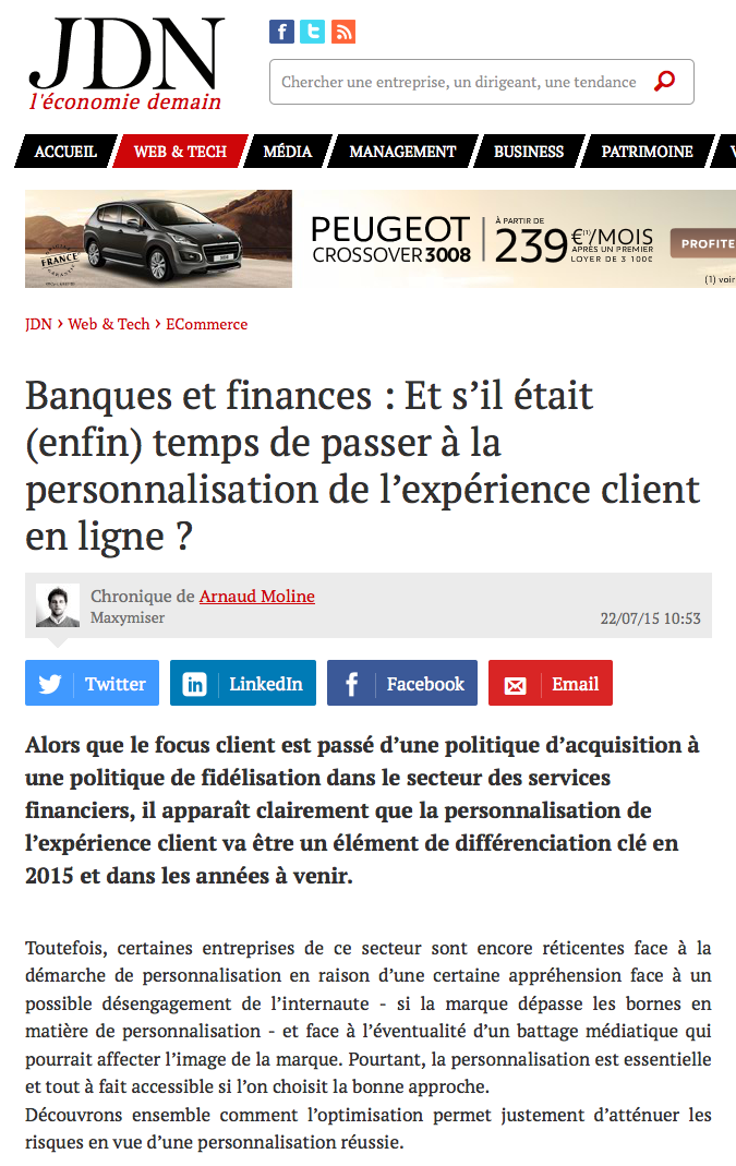 JDN tribune d'experts Maxymiser banques et finances